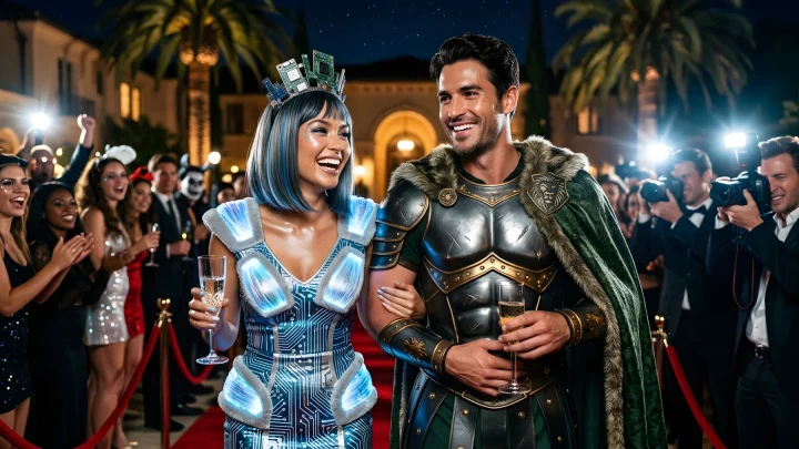 Pop culture Halloween costumes display showing trending character outfits