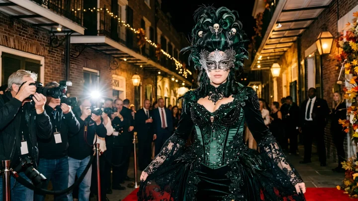 Artisan Halloween costume materials, glitter accents, and vibrant pumpkin patch displays